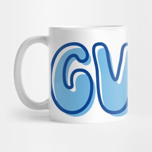 retro groovy gvsu grand valley state university bubble letters Mug